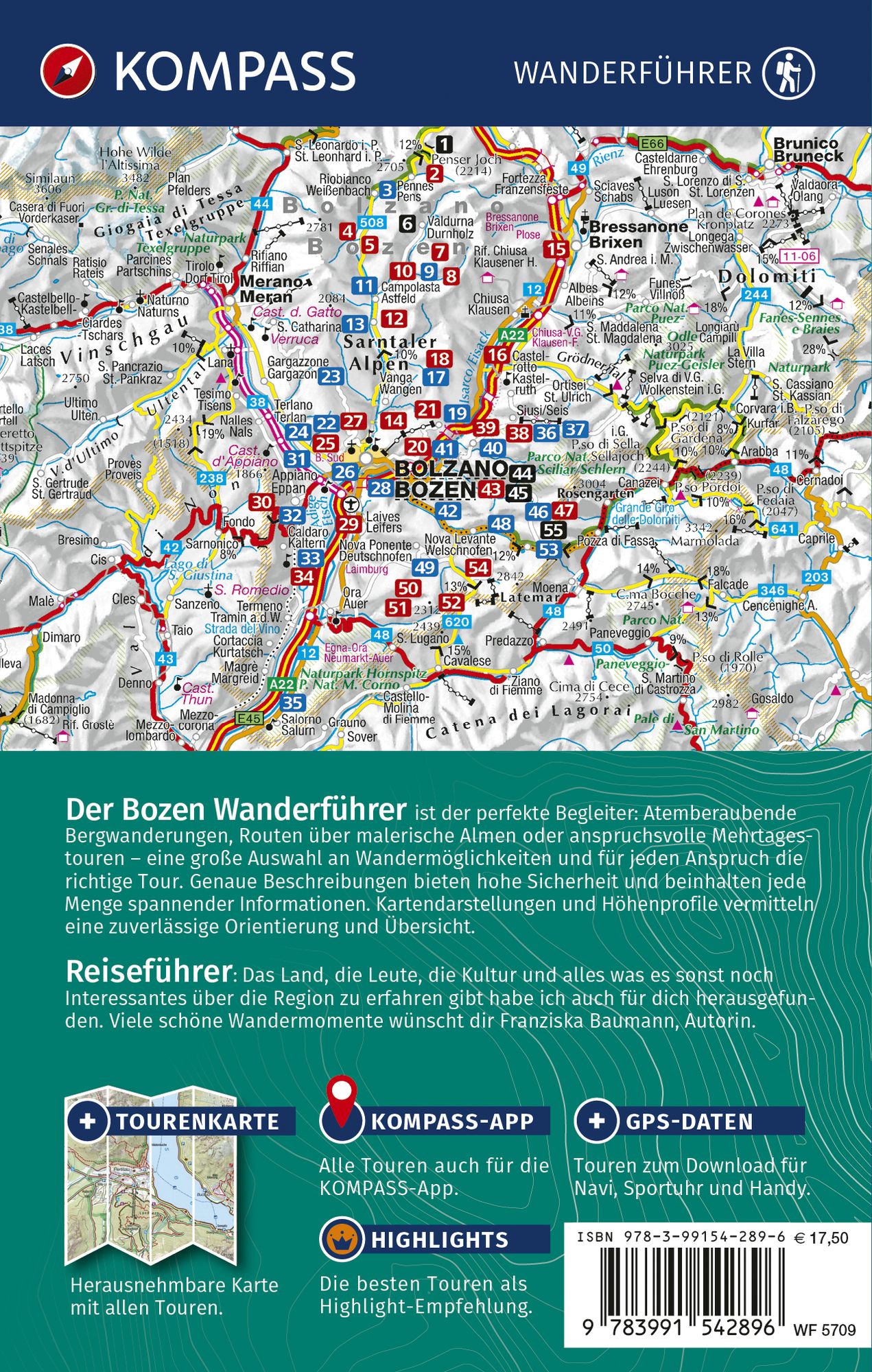 Bozen, Sarntal, Ritten, Eppan, Kalterer See, Seiser Alm - KOMPASS Wanderführer