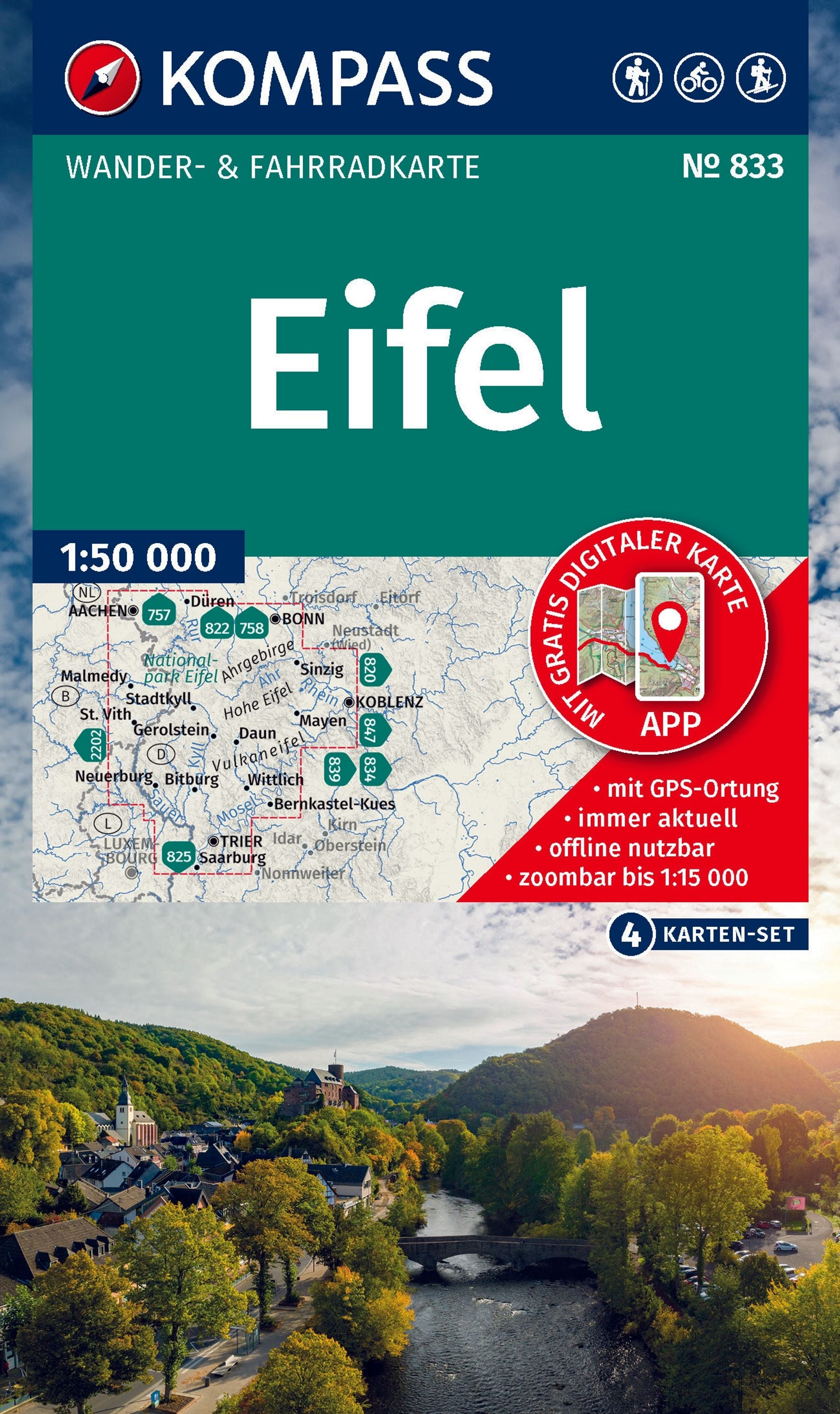 833 Eifel 1:50.000 - Kompass Wanderkarte