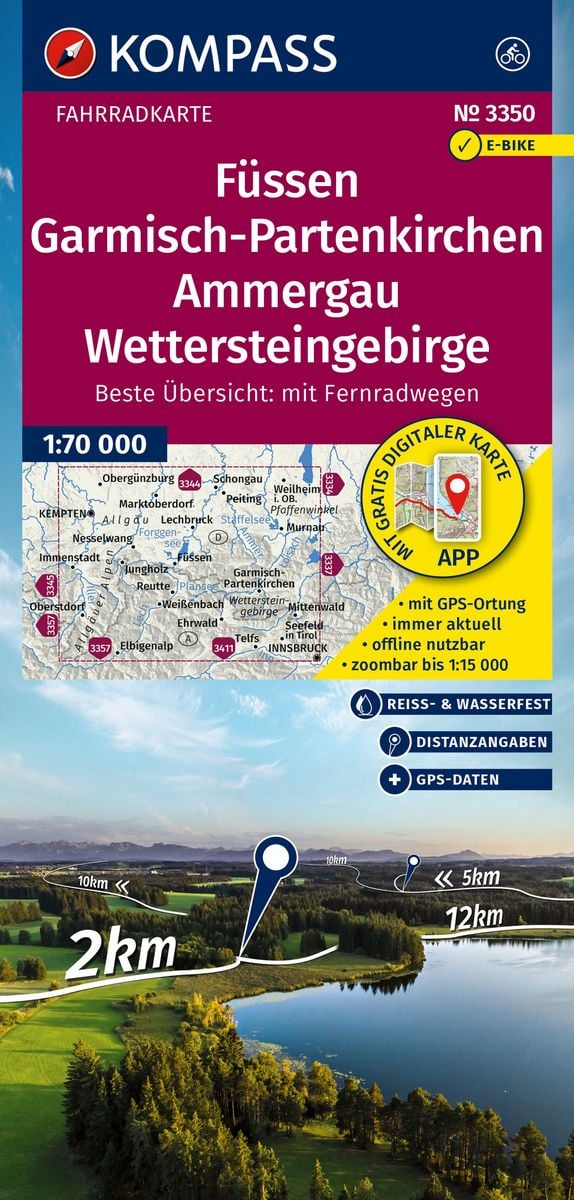 3350 Füssen, Garmisch-Partenkirchen 1:70.000 - Fahrradkarte