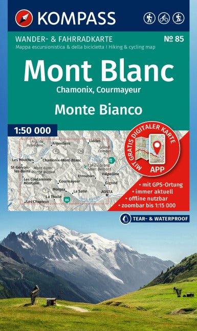 85 Mont Blanc/Monte Bianco - Kompass Wanderkarte