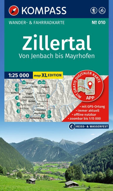 010 Zillertal - Wanderkarte 1:25.000