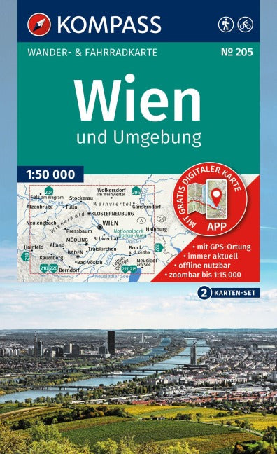 205 Wien und Umgebung 1:50.000 - Kompass Wanderkartenset