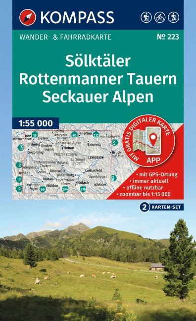 223 Sölktäler - Rottenmanner Tauern - Seckauer Alpen Kompass Karte - 1:55 000