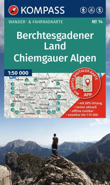 14 Berchtesgadener Land, Chiemgauer Alpen 1:50.000 - Kompass Wanderkarte
