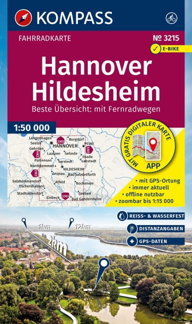 3215 Hannover, Hildesheim 1:50.000 - KOMPASS Fahrradkarte