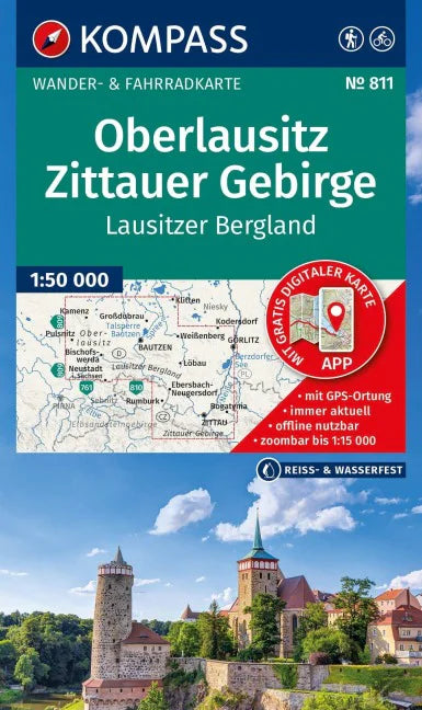 811 Oberlausitz-Zittauer Gebirge-Lausitzer Bergland - Kompass Wanderkarte