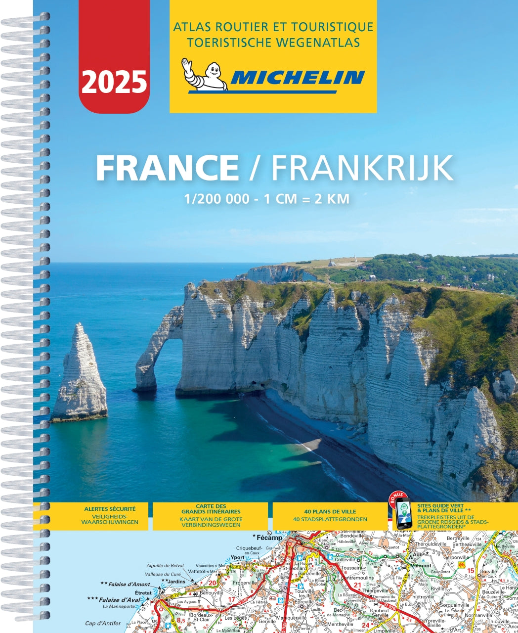 Frankreich 1:200.000 (Spiralo) Touristischer Straßenatlas A4 Michelin Frankreich 2025