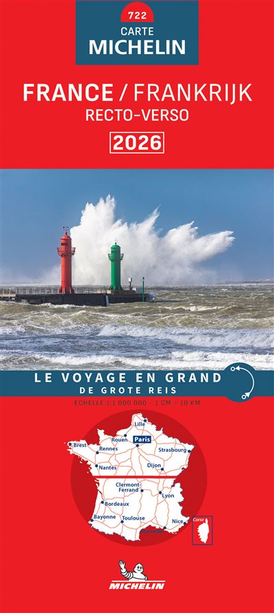 Frankreich Michelin Straßenkarte - 1:1.000.000 (doppelseitige Karte) - Jahresausgabe