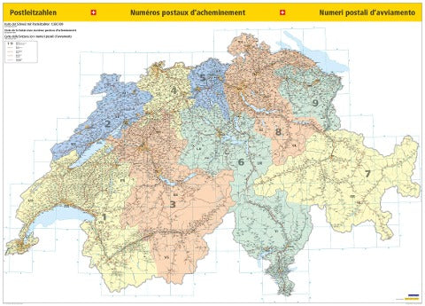 E830 Postleitzahlenkarte Schweiz Poster 1:260 000
