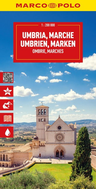 Umbrien, Marken 1:200.000 - Marco Polo Straßenkarte Italien 08