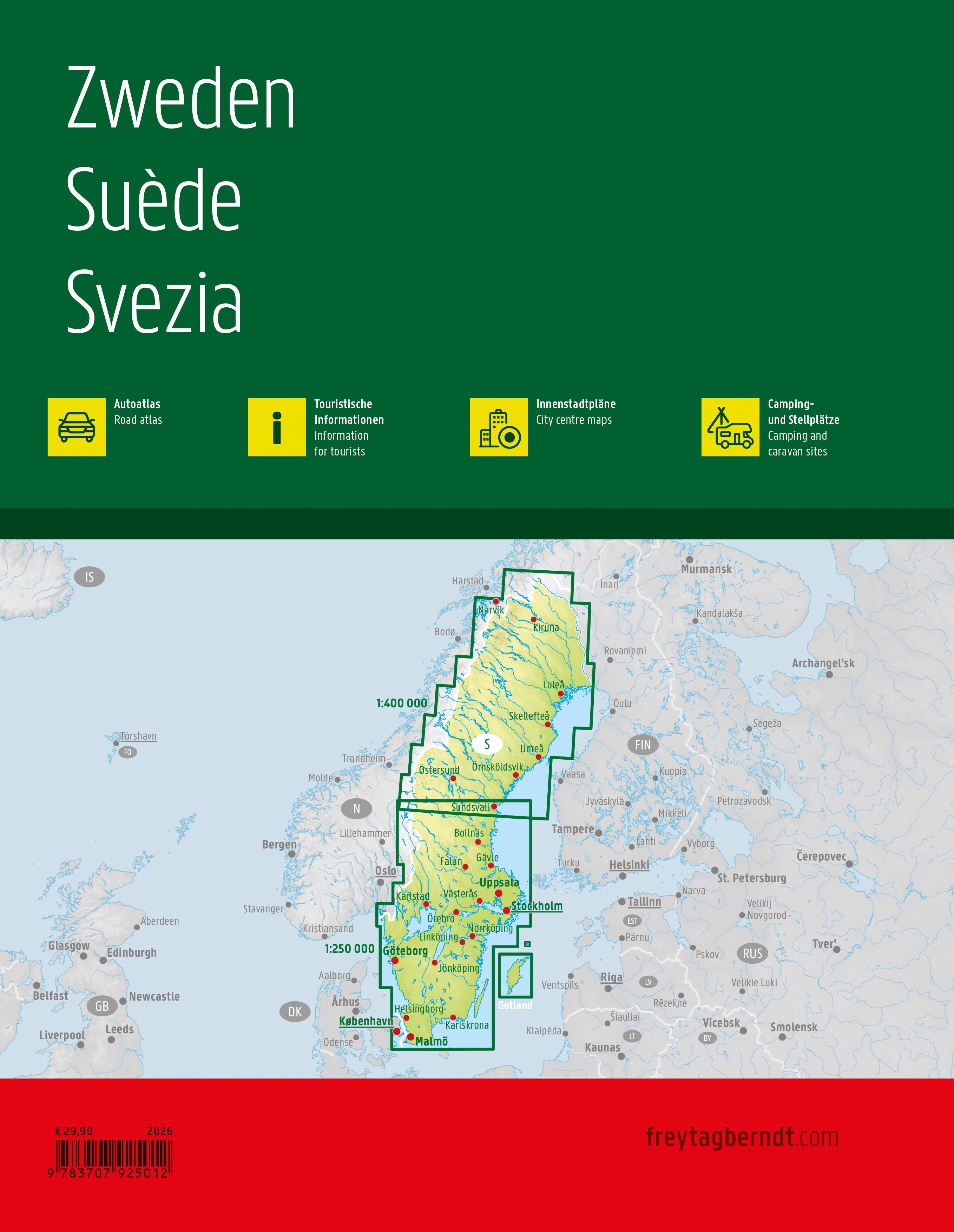 Schweden Autoatlas 1:250.000 - 1:400.000