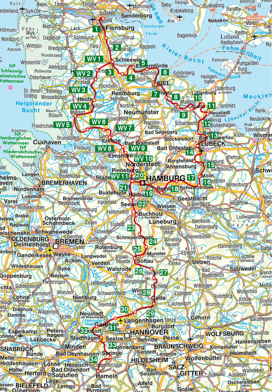 Fernwanderweg E1 - Deutschland Nord: von Flensburg bis Hameln - Rother Wanderführer
