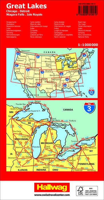 03 USA Great Lakes 1.000.000 - Hallwag Straßenkarte