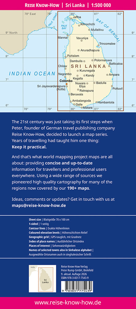 Sri Lanka 1:500.000 - Reise Know How Straßenkarte