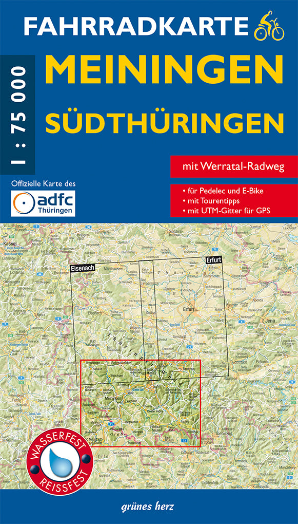 Meiningen, Südthüringen 1:75.000 - Fahrradkarte Grünes Herz