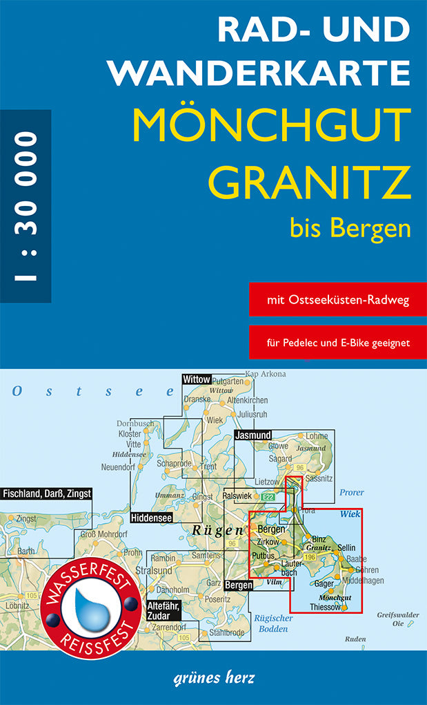 Mönchgut, Granitz 1:30.000 - Rad- & Wanderkarte Grünes Herz