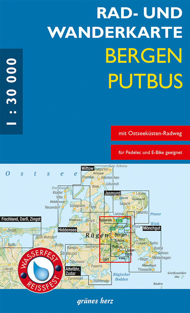 Bergen, Putbus 1:30.000 - Rad- & Wanderkarte Grünes Herz