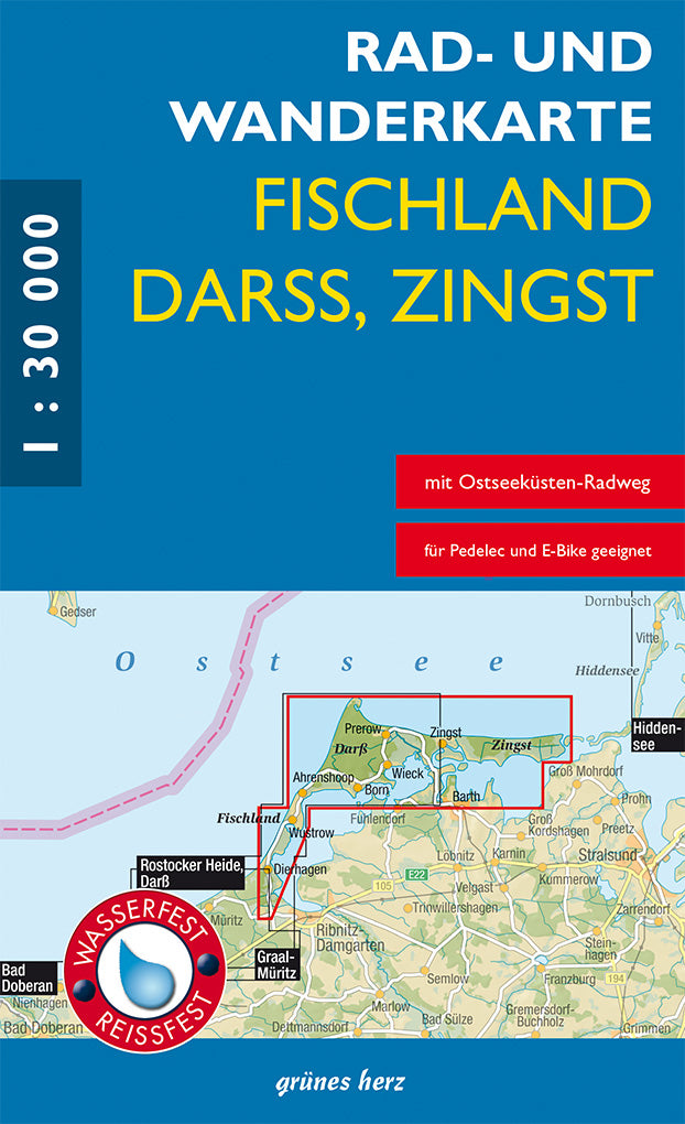 Fischland, Darß, Zingst 1:30.000 - Rad- & Wanderkarte Grünes Herz