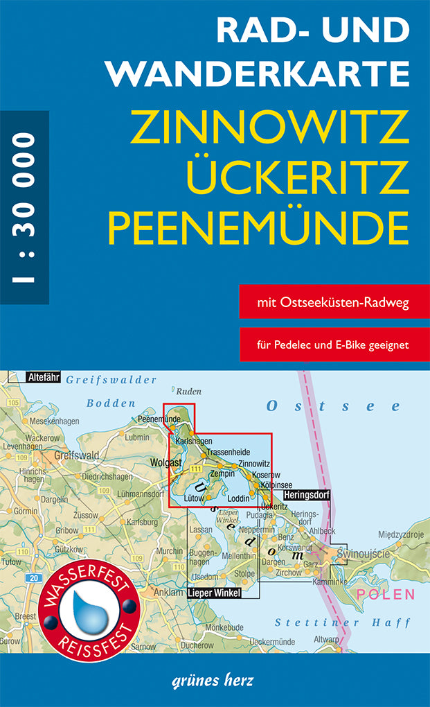 Zinnowitz, Ückeritz, Peenemünde 1:30.000 - Rad- & Wanderkarte Grünes Herz