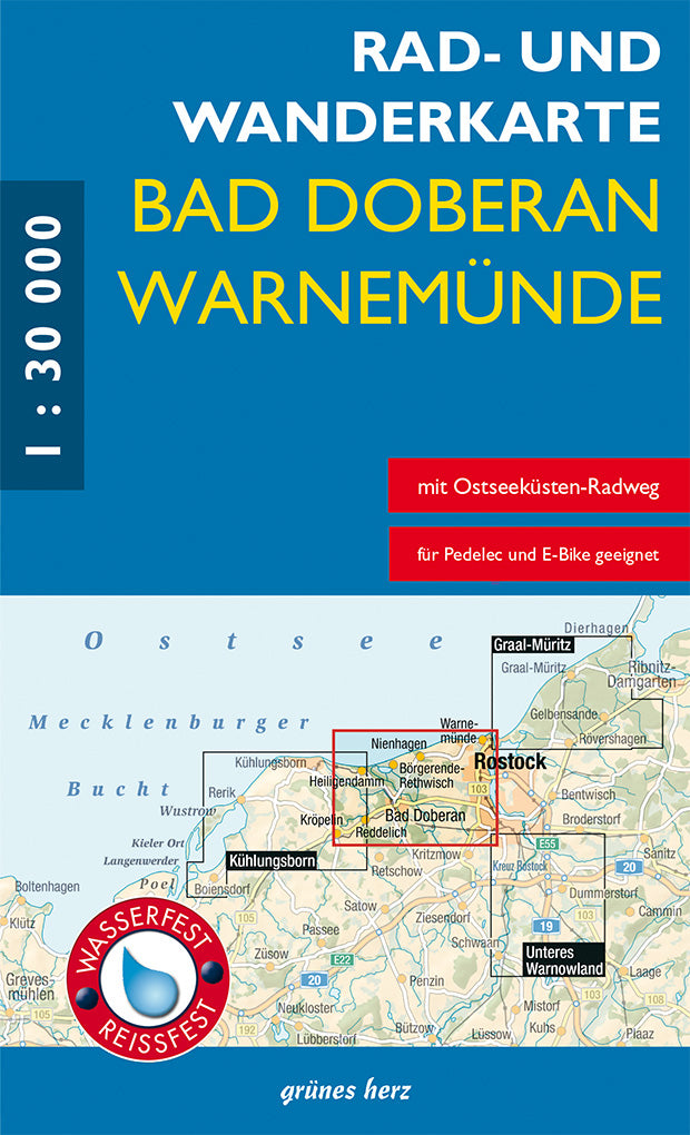 Bad Doberan, Warnemünde 1:30.000 - Rad- & Wanderkarte Grünes Herz