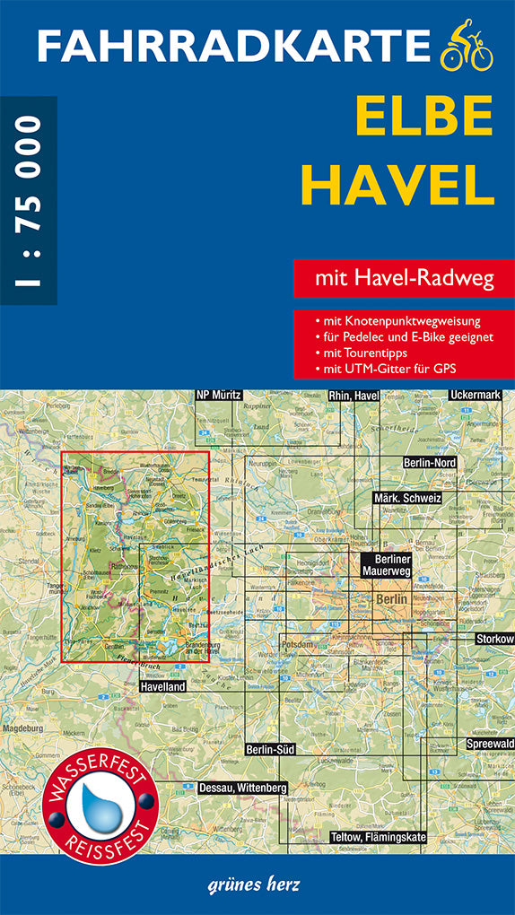 Elbe, Havel 1:75.000 - Fahrradkarte Grünes Herz