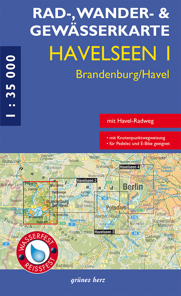 Havelseen 1 Brandenburg/Havel 1:35.000 - Rad-, Wander- und Gewässerkarte Grünes Herz