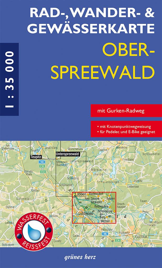 Oberspreewald 1:35.000 - Rad-, Wander- und Gewässerkarte Grünes Herz