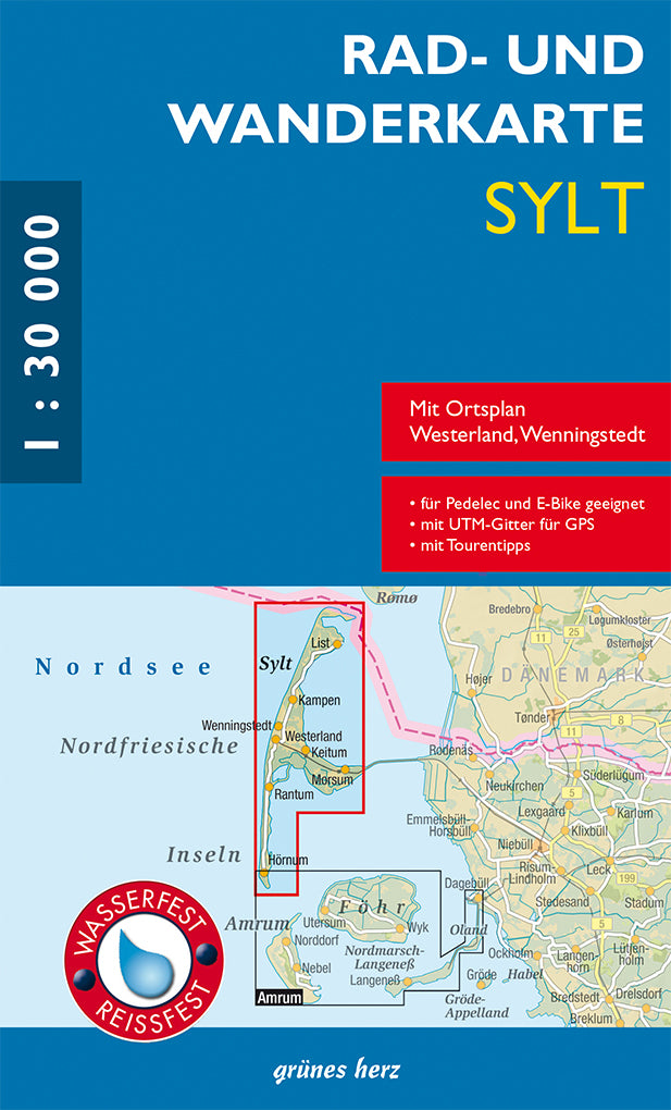 Sylt 1:30.000 - Rad- und Wanderkarte Grünes Herz