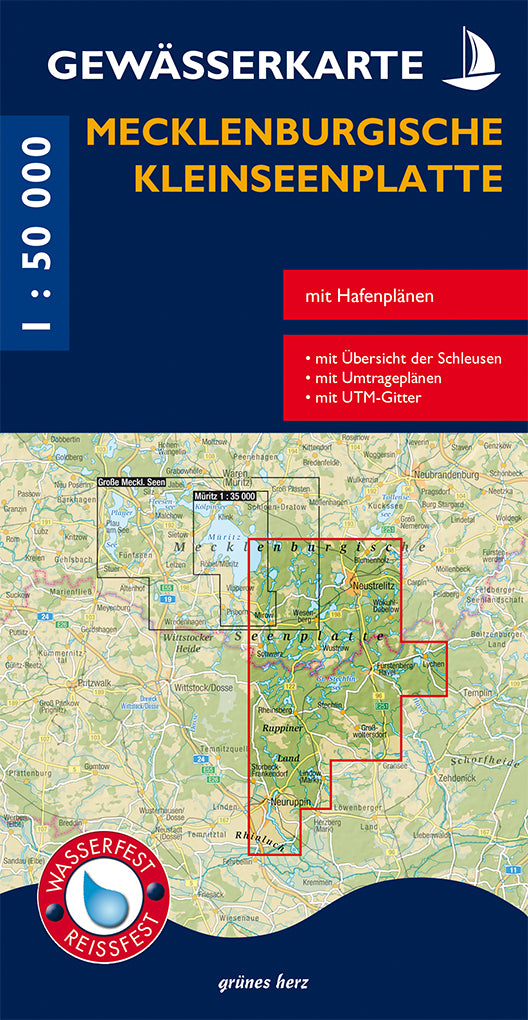 Mecklenburgische Kleinseenplatte 1:50.000 - Gewässerkarte Grünes Herz
