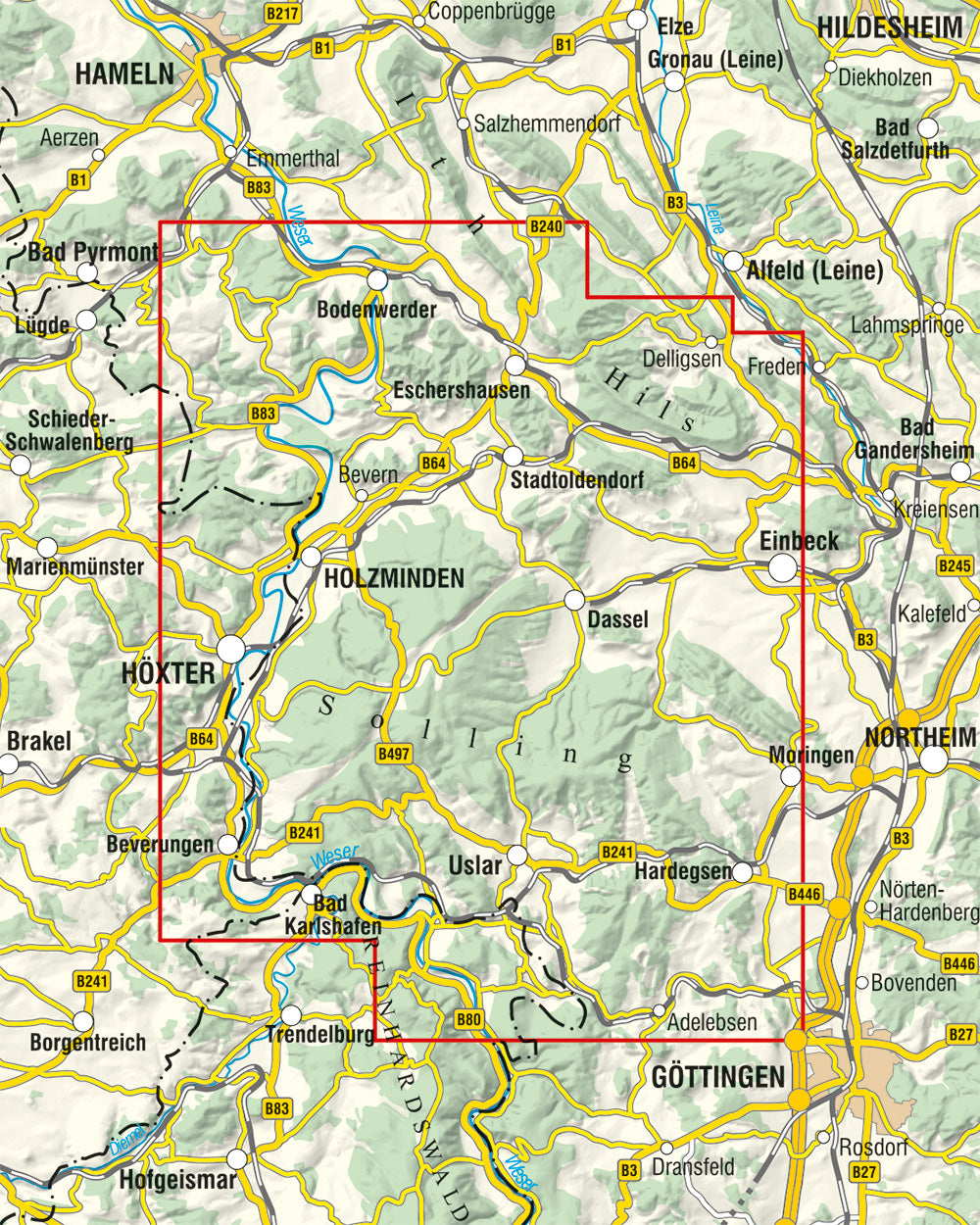 Solling-Vogler-Region 1:40.000 Wanderkarte KKV
