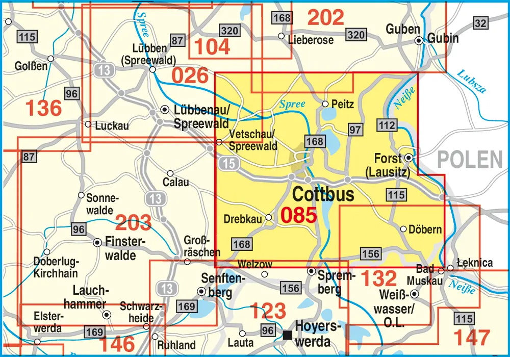 085 Cottbus, Drebkau, Peitzer Teiche und Umgebung 1:50.000