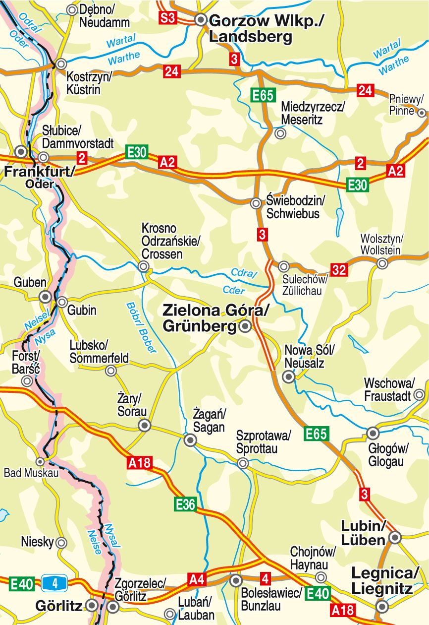 PL002 Ostbrandenburg - Niederschlesien 1:200.000 - Straßenkarte