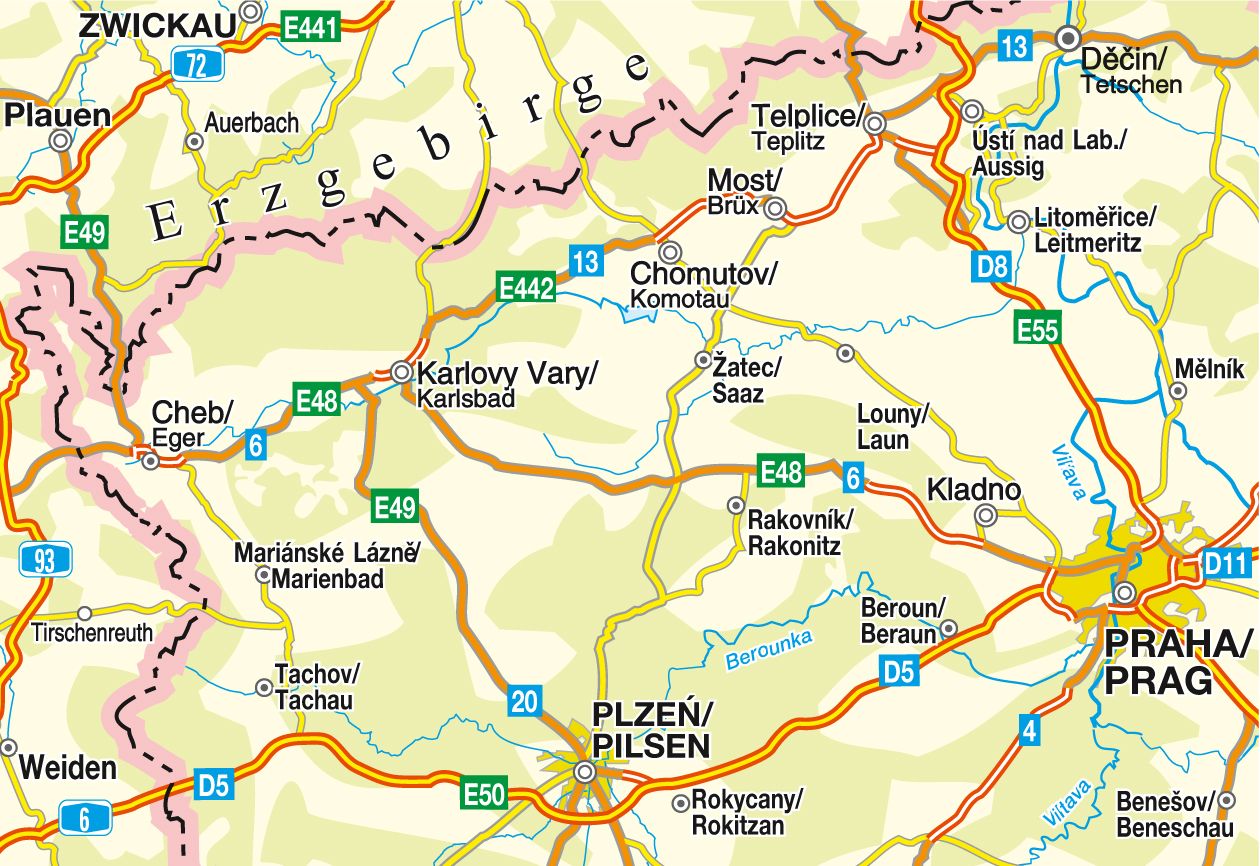 CS001 Egerland - Nordböhmen - 1:200.000 - Straßenkarte