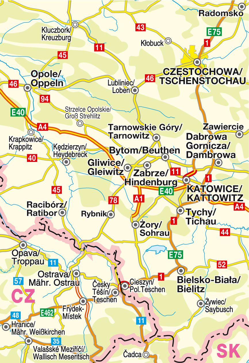 PL007 Oberschlesien - 1:200.000 - Straßenkarte