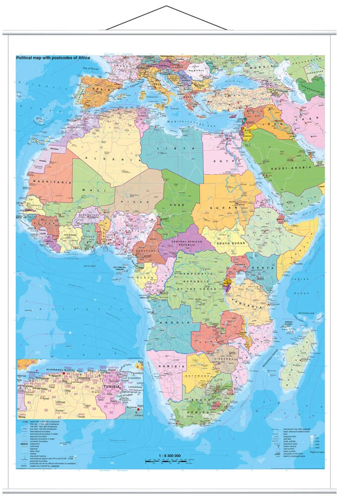Ü411x Afrika politisch 1:8.300.000 mit Bestäbung - 97x119 cm Stiefel Verlag