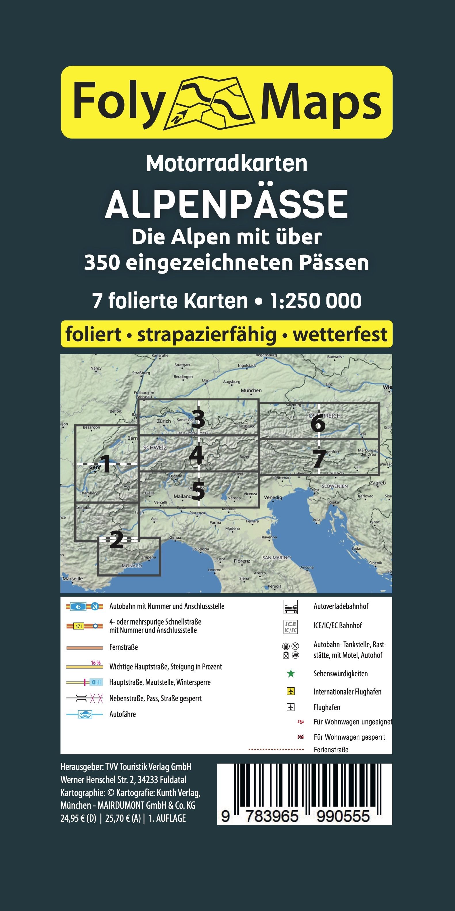 Alpenpässe 1:250.000 - Motorradkarten Set Spezial FolyMap