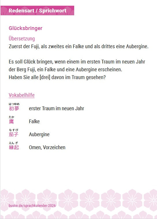 Sprachkalender Japanisch 2026