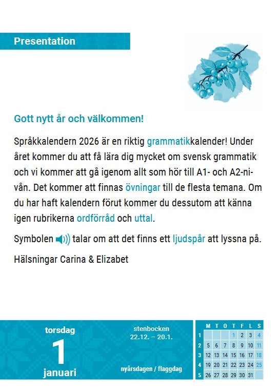 Sprachkalender Schwedisch 2026