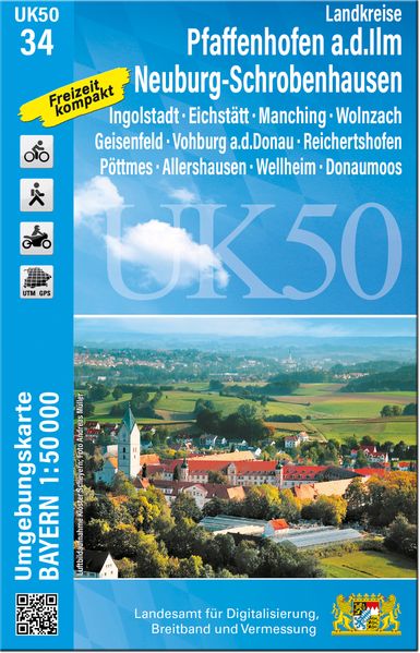 UK50-34 Pfaffenhofen a.d.Ilm - Neuburg-Schrobenhausen - Wanderkarte 1:50.000 Bayern