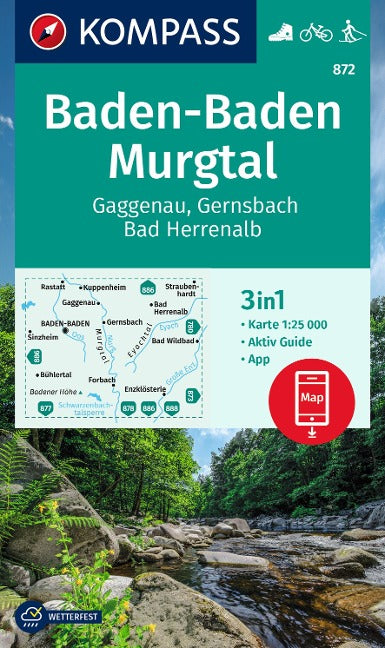 872 Baden-Baden, Murgtal 1:25.000 - Kompass Wanderkarte