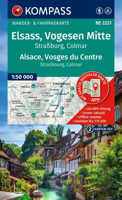 2221 Elsass, Vogesen Mitte - Kompass Wanderkarte 1:50.000