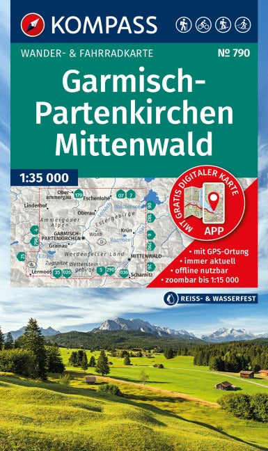 790 Garmisch Garmisch-Partenkirchen, Mittenwald - 1:35000 Kompass Wanderkarte