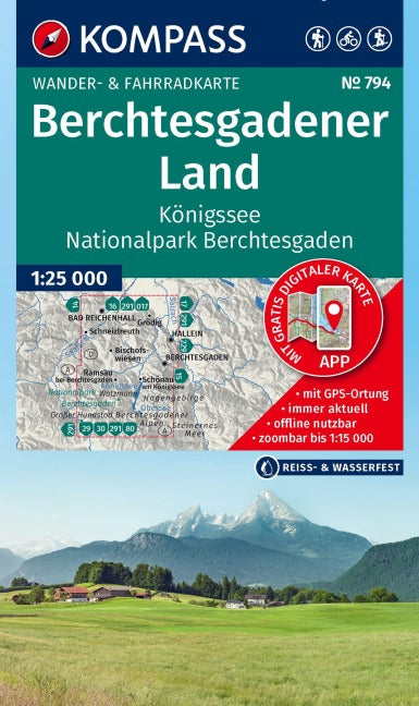794 Berchtesgadener Land - Königssee - Nationalpark Berchtesgaden 1 : 25 000 Kompass Wanderkarte
