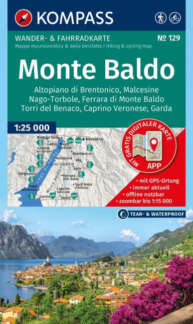 129 Monte Baldo 1:25.000 - Kompass Wanderkarte