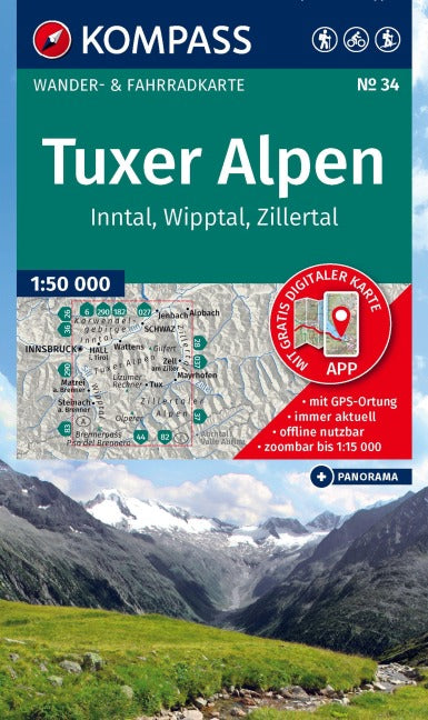 34 Tuxer Alpen - Kompass Wanderkarte