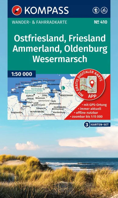 410 Ostfriesland, Oldenburg 1 : 50 000 - Kompass Wanderkarte