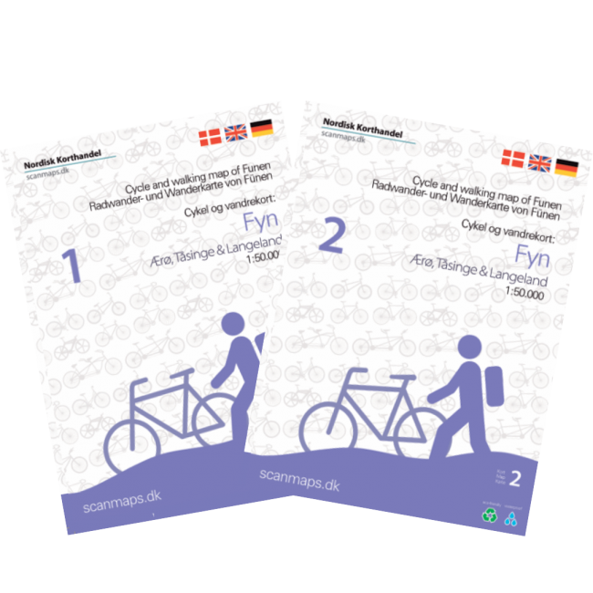Fünen - Fahrrad und Wanderkarte 1:50.000 - 2 Karten im Set