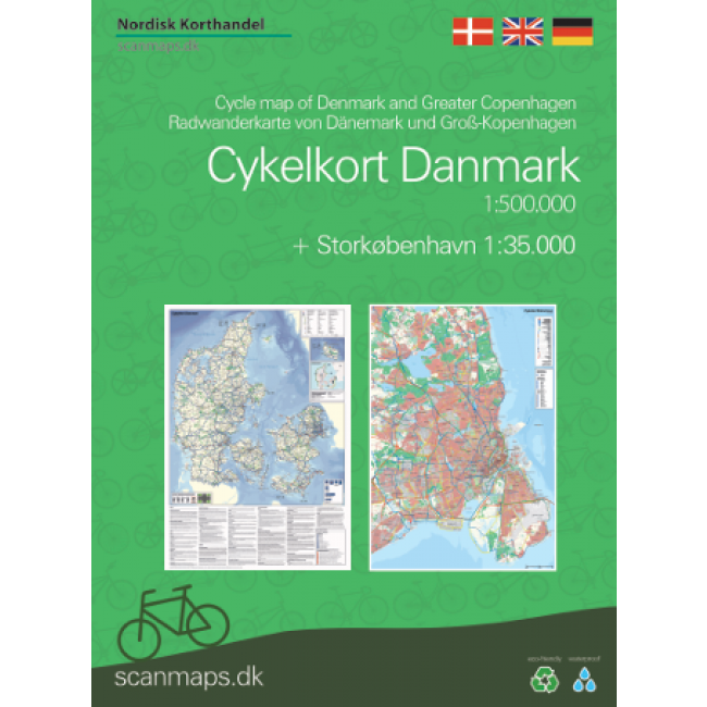 Fahrradkarte Dänemark und Kopenhagen 1:500.000 / 1:35.000