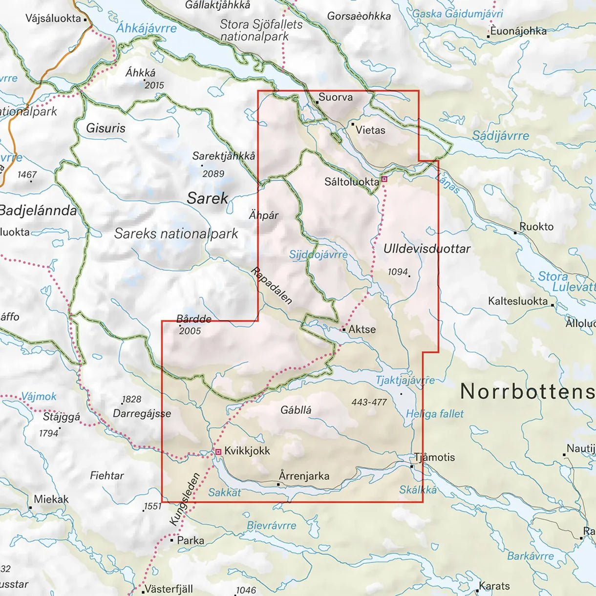 Kungsleden: Saltoluokta–Kvikkjokk 1:50.000