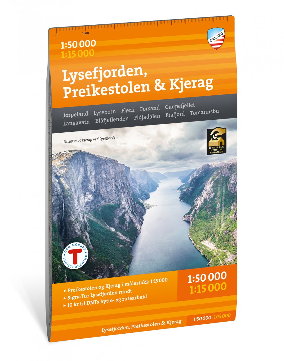 Lysefjorden - Preikestolen & Kjerag 1:50.000 / 1:15.000 Wanderkarte Calazo
